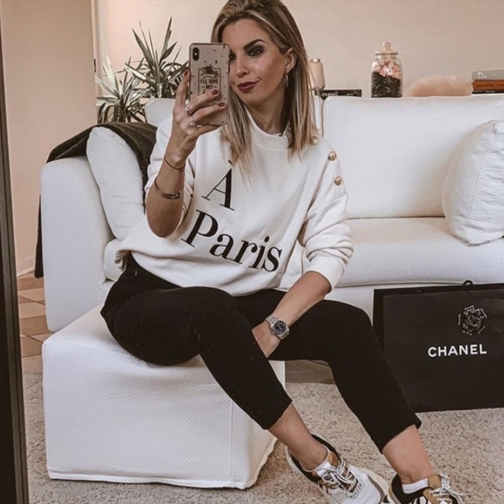 NWT H&M À Paris Gold Button Sweatshirt - Picture 6 of 8